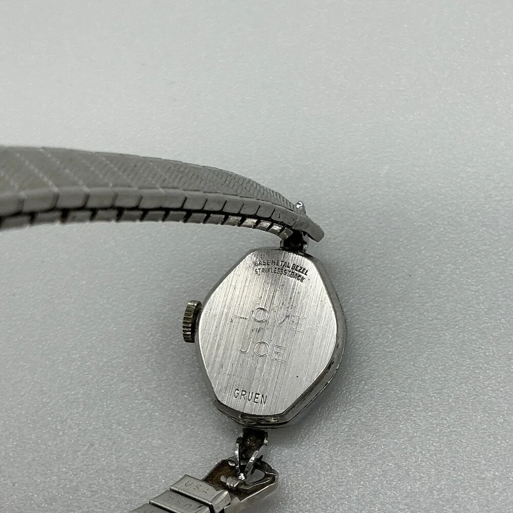 Vintage Guildcraft Gruen Womens Watch 17mm Swiss Cocktail Silver Manual Wind